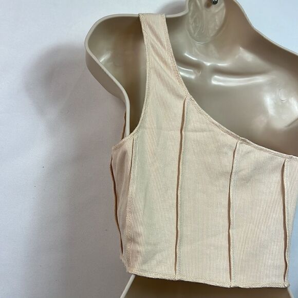 Super down one shoulder seamed crop cami top size medium NWT - Picture 7 of 11